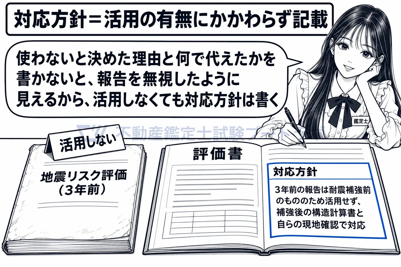 エンジニアリング・レポートの活用の図解:使わない報告書でも、なぜ使わないかと何で代えたかを書く。
