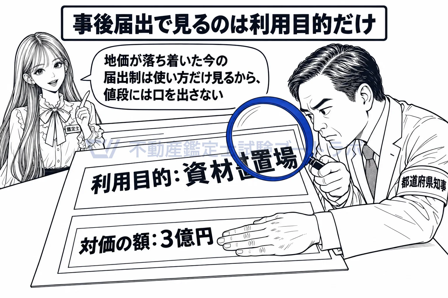 勧告の図解：利用目的は見る、対価の額は見ない。