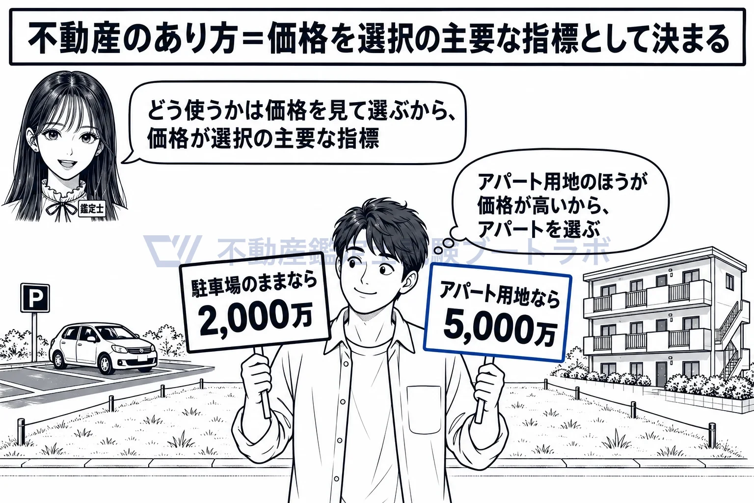 二面性の図解：どう使うかは価格を見て選ぶから、価格が選択の主要な指標。