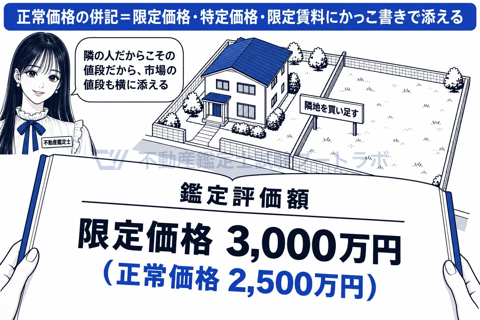 正常価格の併記の図解:限定価格の横に、かっこ書きで正常価格を添える。
