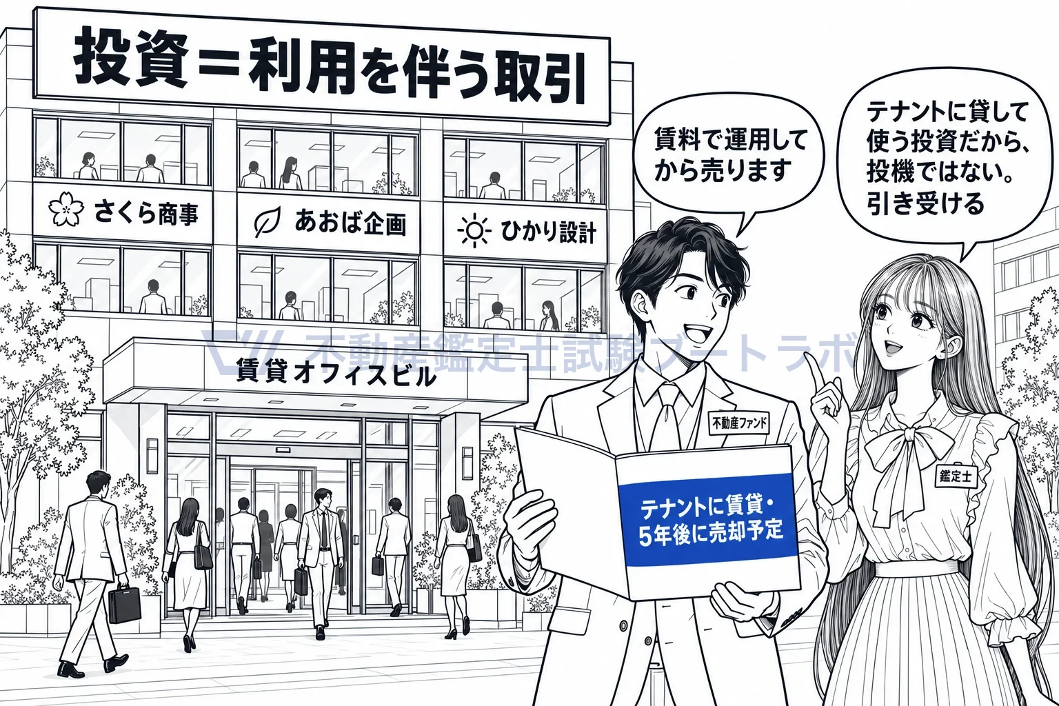 投機的取引の図解：貸して使う投資だから、数年後に売る予定でも投機ではない。